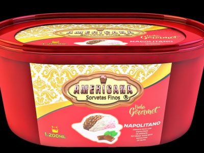 SORVETE AMERICANA - LINHA GOURMET - POTE DE 1200 ml - SABOR NAPOLITANO