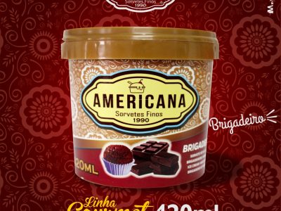 SORVETE AMERICANA - LINHA GOURMET - POTE DE 420 ml - SABOR BRIGADEIRO