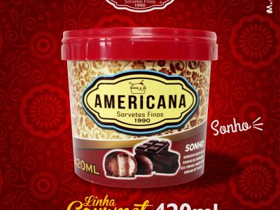 SORVETE AMERICANA - LINHA GOURMET - POTE DE 420 ml - SABOR SONHO